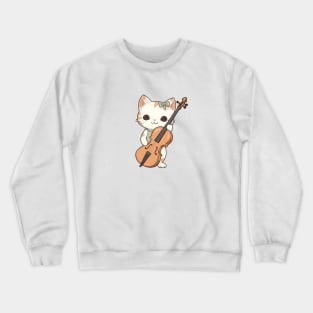 Cute Kitten Playing Violin Crewneck Sweatshirt